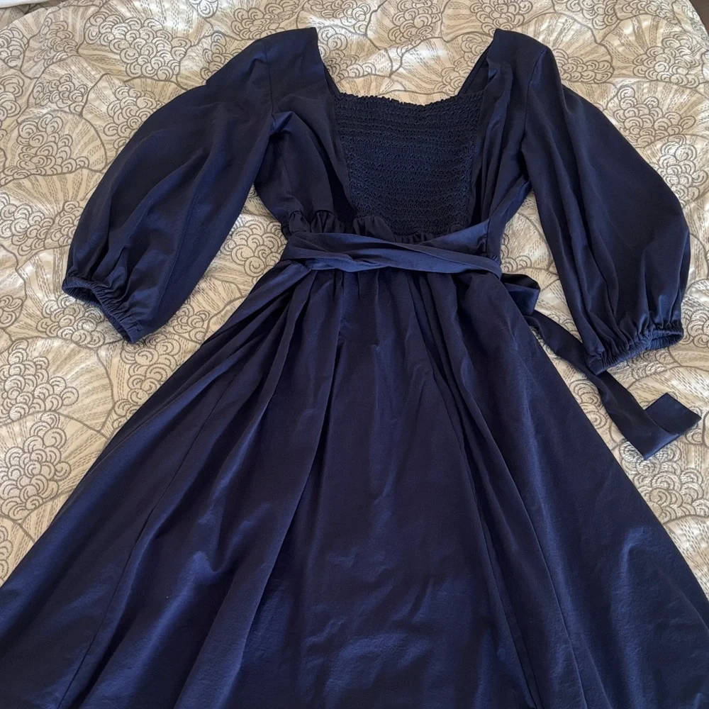 MaxMara Weekend Navy Textured wrap Dress - Picture 4 of 4